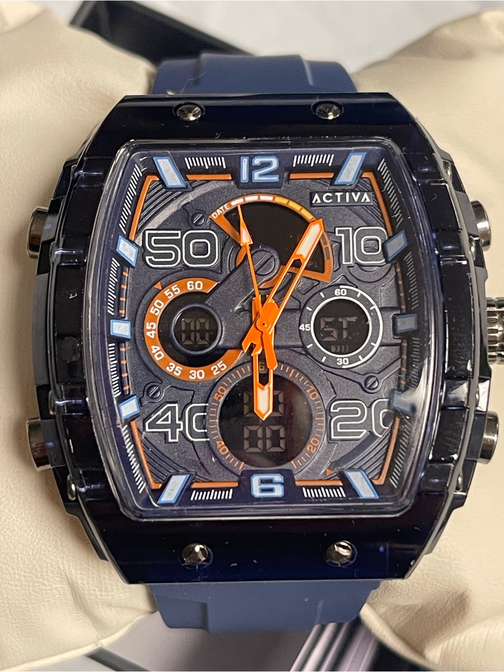 Activa X Invicta Digital Essentials Men's Watch - 45mm. Dark Blue & Orange NEW - Picture 7 of 12